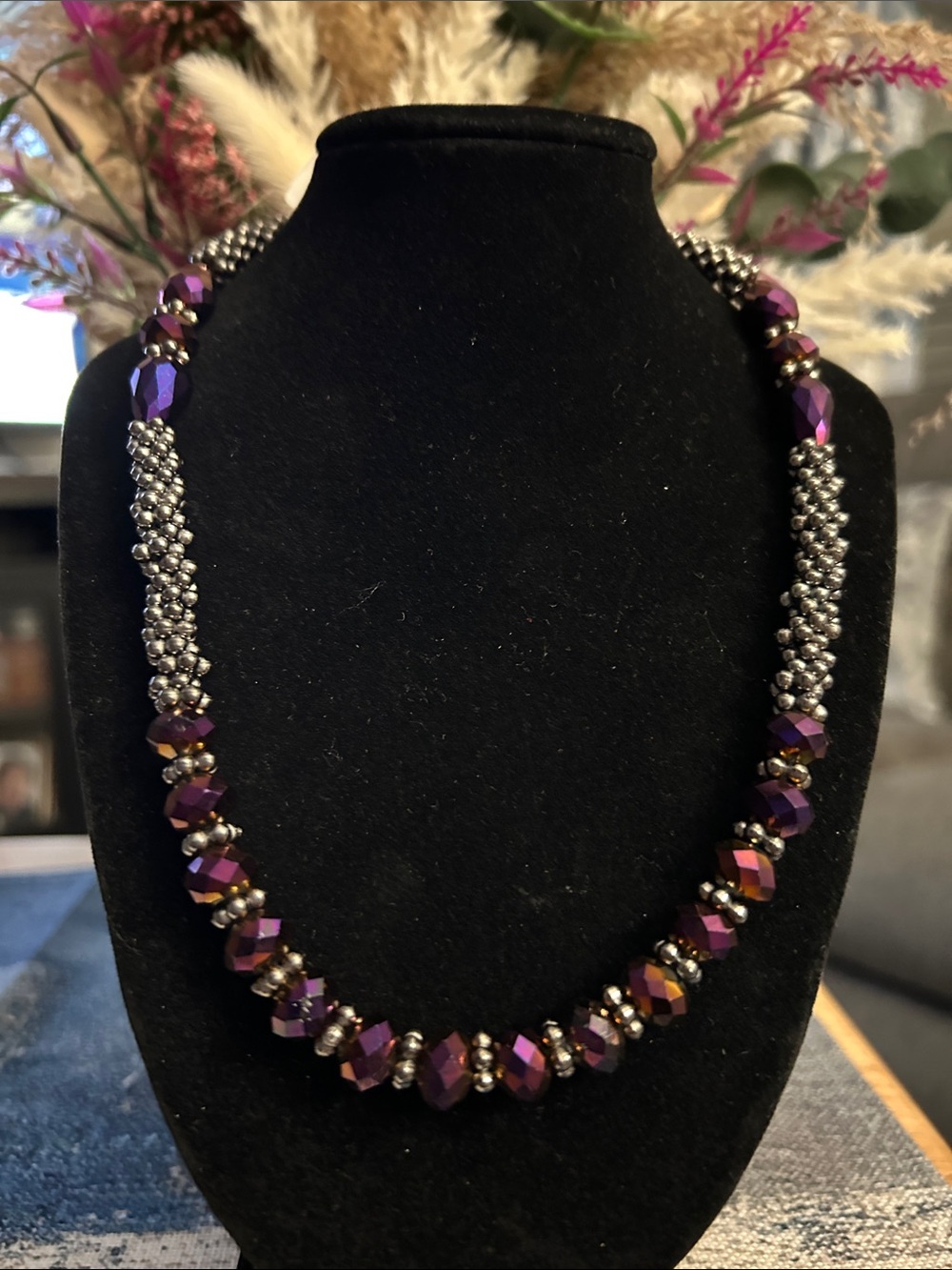 Purple Metallic Faceted Bead Necklace - Women Jewelry